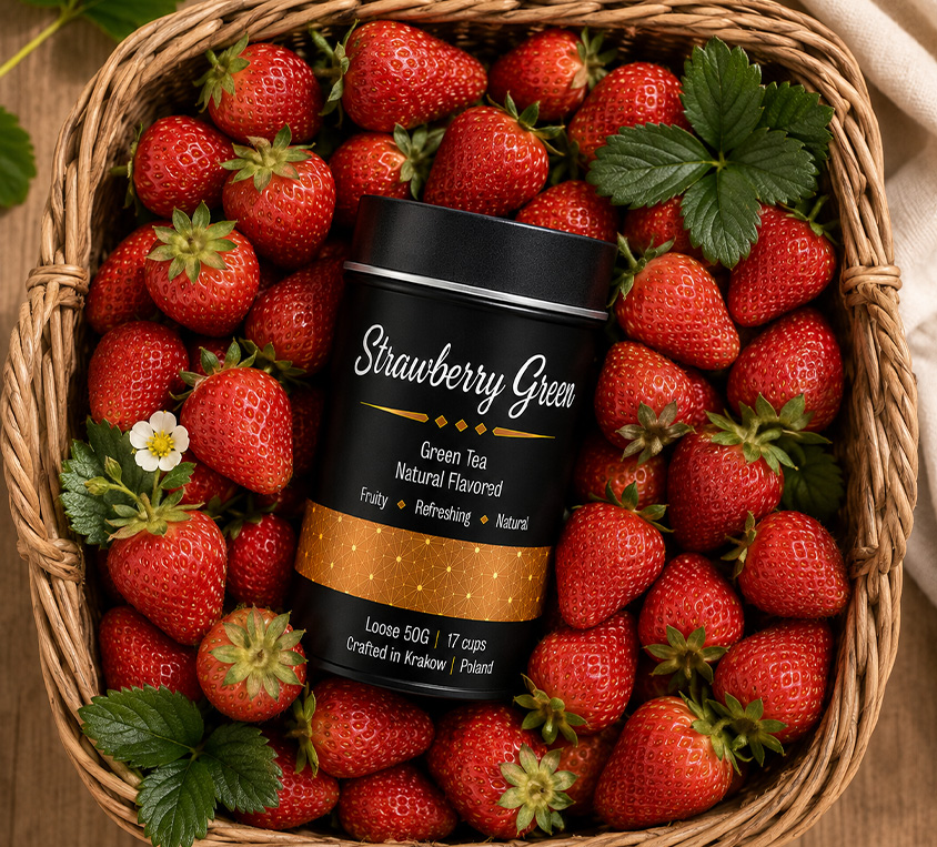 Sencha Strawberry Leo Tea – zielona herbata z liofilizowanymi truskawkami